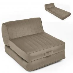XXL-Relaxsessel - beige - Samtvelours - mit Liegefunktion
