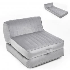 XXL-Relaxsessel - hellgrau - Samtvelours - mit Liegefunktion