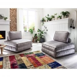 Relaxsessel - hellgrau - Samtvelours - mit Kissen -Wohnzimmer Verkäufe 1313000500 06 1600Wx1600H