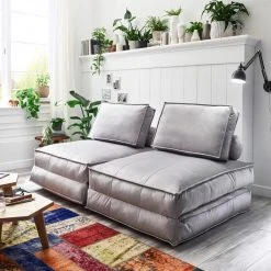 Relaxsessel - hellgrau - Samtvelours - mit Kissen -Wohnzimmer Verkäufe 1313000500 07 1600Wx1600H