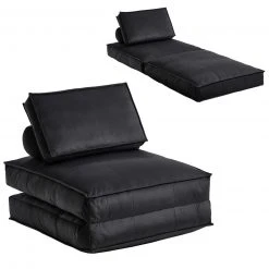 Relaxsessel - anthrazit - Samtvelours - mit Kissen