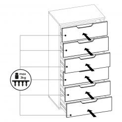 Kommode HILTON - weiß Hochglanz - 60x120 cm -Wohnzimmer Verkäufe 1331000300 03 1600Wx1600H