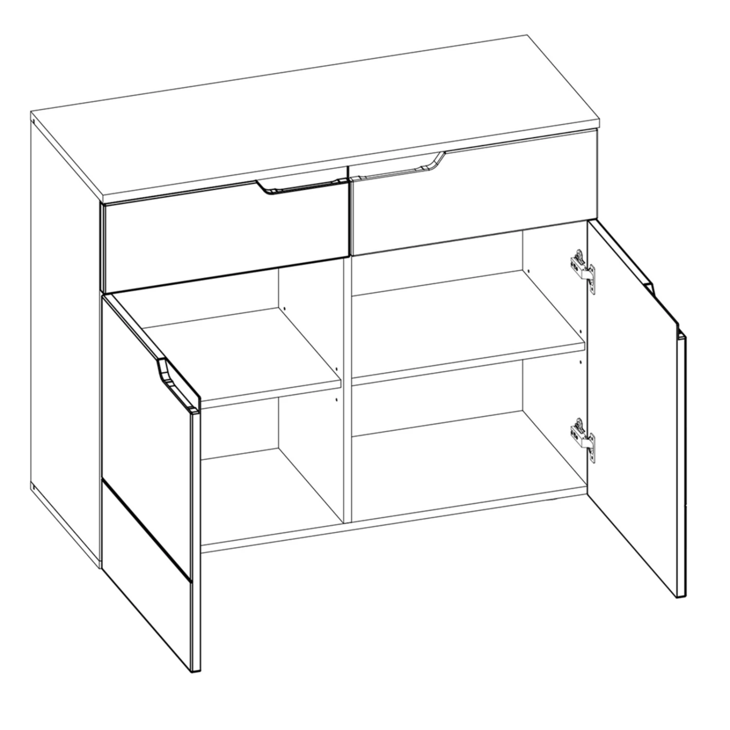 Kommode HILTON - weiß - 2 Schubkästen - 100 cm breit 2 Kommode HILTON - weiß - 2 Schubkästen - 100 cm breit – Bild 2