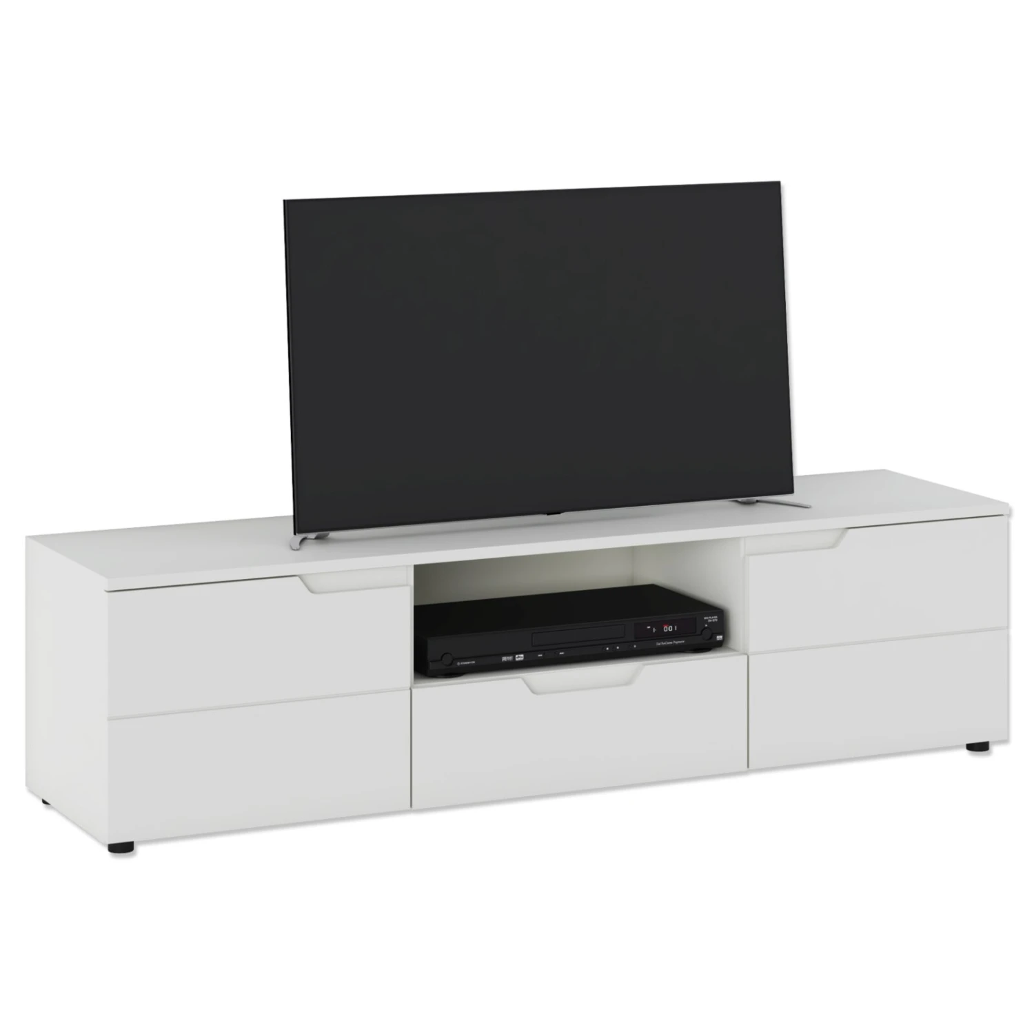 Lowboard HILTON - weiß Hochglanz - 160 cm breit 2 Lowboard HILTON - weiß Hochglanz - 160 cm breit – Bild 2