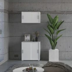 Kommode MOVER - weiß - 2 Schiebetüren - 68x72 cm -Wohnzimmer Verkäufe 1331001200 06 1600Wx1600H