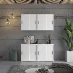 Kommode MOVER - weiß - 2 Schiebetüren - 68x72 cm -Wohnzimmer Verkäufe 1331001200 07 1600Wx1600H