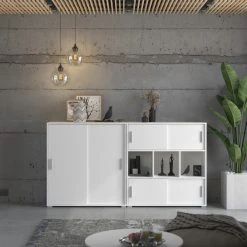 Kommode MOVER - weiß - 2 Schiebetüren - 100x107 cm -Wohnzimmer Verkäufe 1331001400 06 1600Wx1600H