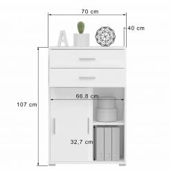 Kommode MOVER - weiß - Schiebetüren und Schubkästen - 68x107 cm -Wohnzimmer Verkäufe 1331001500 04 1600Wx1600H