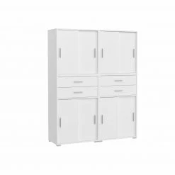 Kommode MOVER - weiß - Schiebetüren und Schubkästen - 68x107 cm -Wohnzimmer Verkäufe 1331001500 07 1600Wx1600H