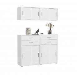 Kommode MOVER - weiß - Schiebetüren und Schubkästen - 68x107 cm -Wohnzimmer Verkäufe 1331001500 08 1600Wx1600H