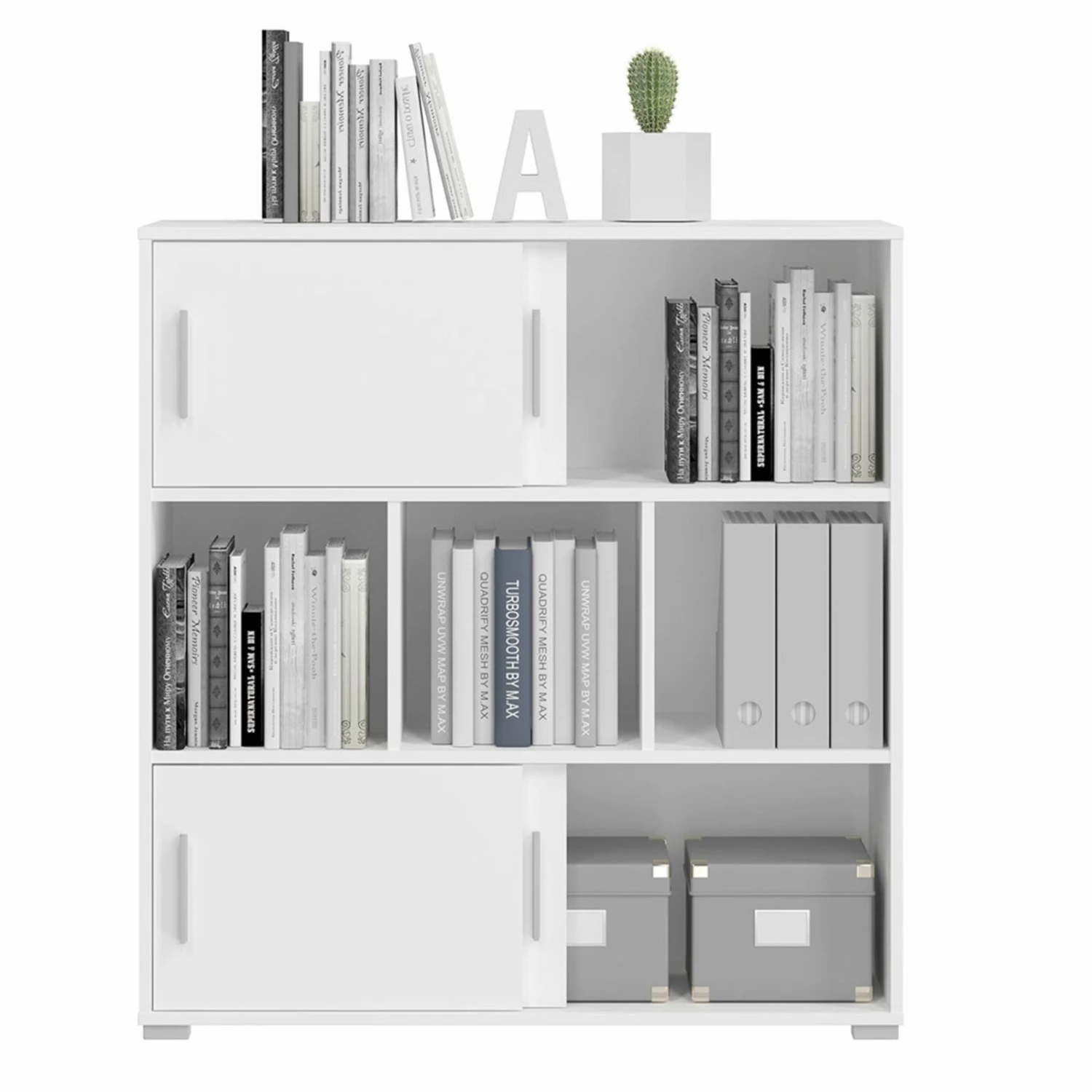 Kommode MOVER - weiß - 4 Schiebetüren - 100x107 cm 2 Kommode MOVER - weiß - 4 Schiebetüren - 100x107 cm – Bild 2