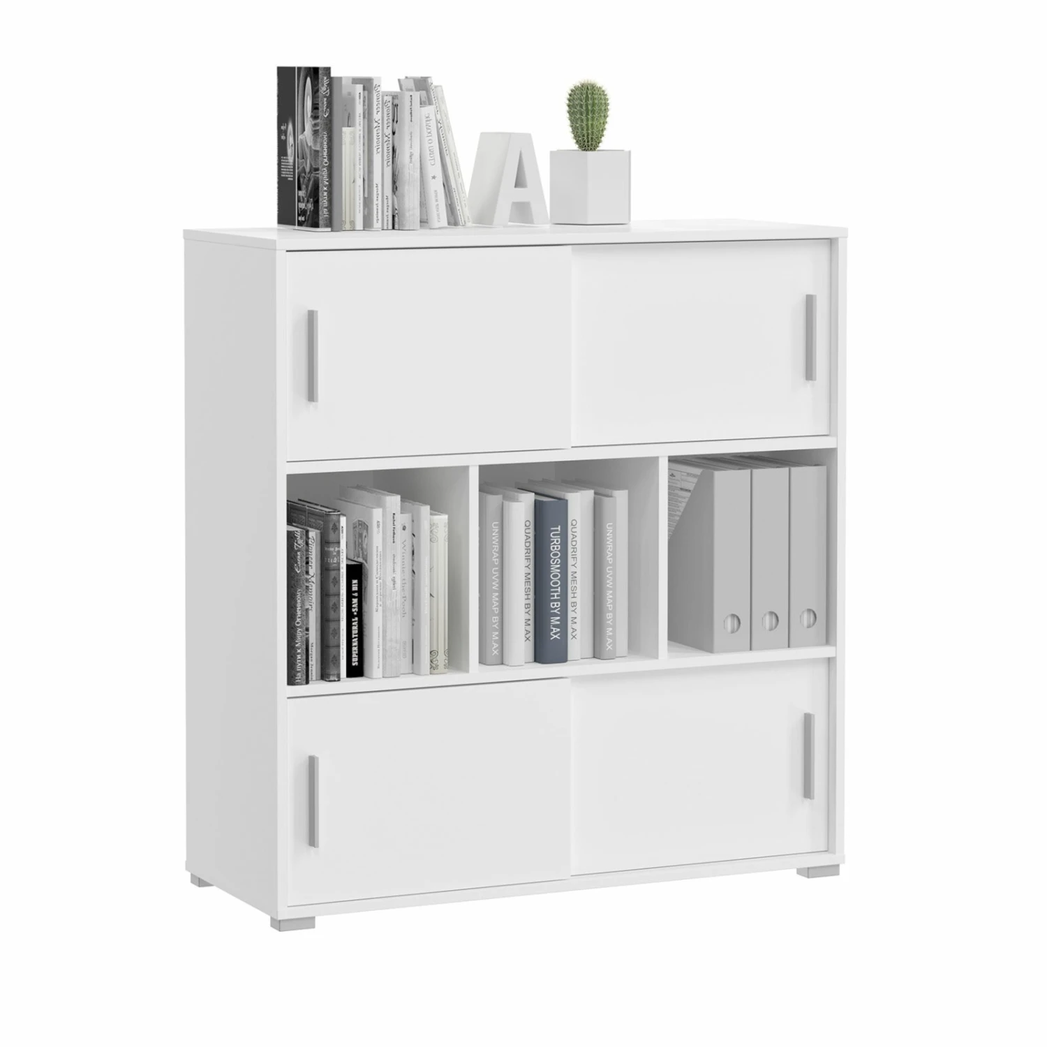 Kommode MOVER - weiß - 4 Schiebetüren - 100x107 cm 3 Kommode MOVER - weiß - 4 Schiebetüren - 100x107 cm – Bild 3