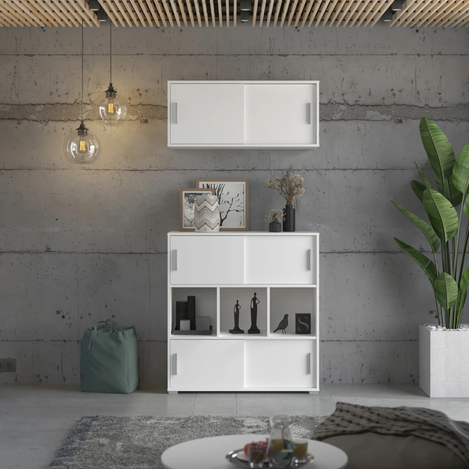 Kommode MOVER - weiß - 4 Schiebetüren - 100x107 cm 6 Kommode MOVER - weiß - 4 Schiebetüren - 100x107 cm – Bild 6