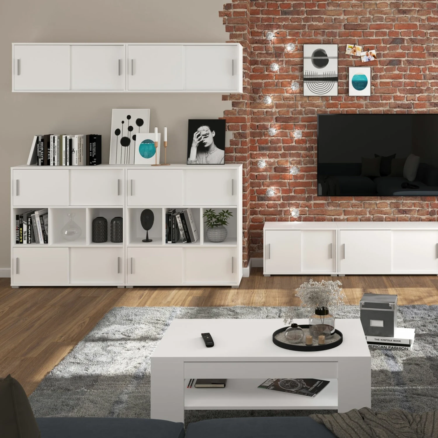 Kommode MOVER - weiß - 4 Schiebetüren - 100x107 cm 7 Kommode MOVER - weiß - 4 Schiebetüren - 100x107 cm – Bild 7