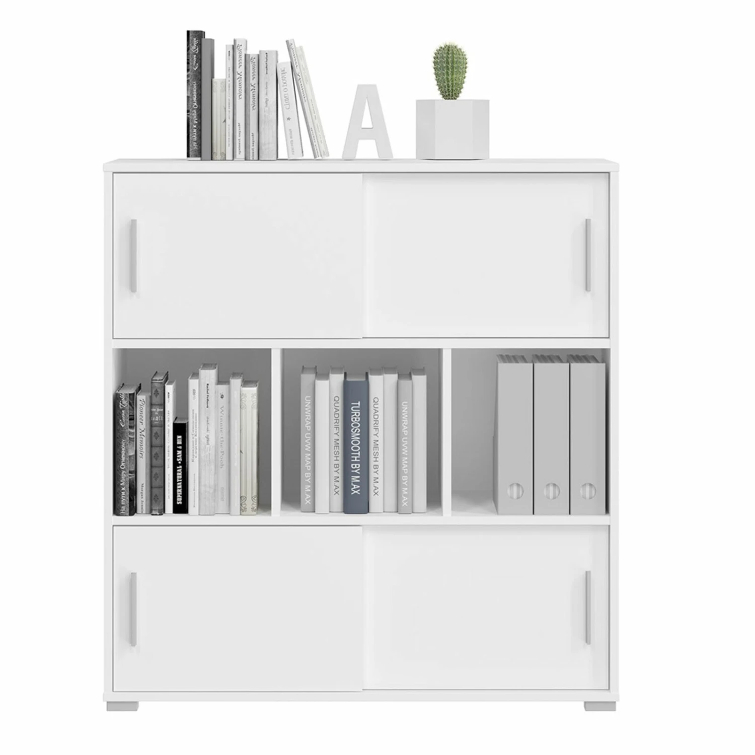 Kommode MOVER - weiß - 4 Schiebetüren - 100x107 cm 1 Kommode MOVER - weiß - 4 Schiebetüren - 100x107 cm