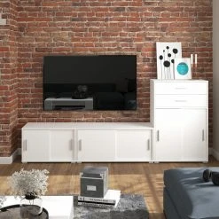 Kommode MOVER - weiß - 2 Schiebetüren - 68x46 cm -Wohnzimmer Verkäufe 1331001700 06 1600Wx1600H