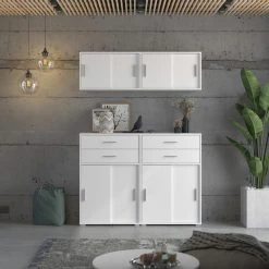 Kommode MOVER - weiß - 2 Schiebetüren - 68x46 cm -Wohnzimmer Verkäufe 1331001700 07 1600Wx1600H