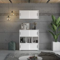 Kommode MOVER - weiß - 2 Schiebetüren - 100x46 cm 13 Kommode MOVER - weiß - 2 Schiebetüren - 100x46 cm -Wohnzimmer Verkäufe 1331001800 07 1600Wx1600H