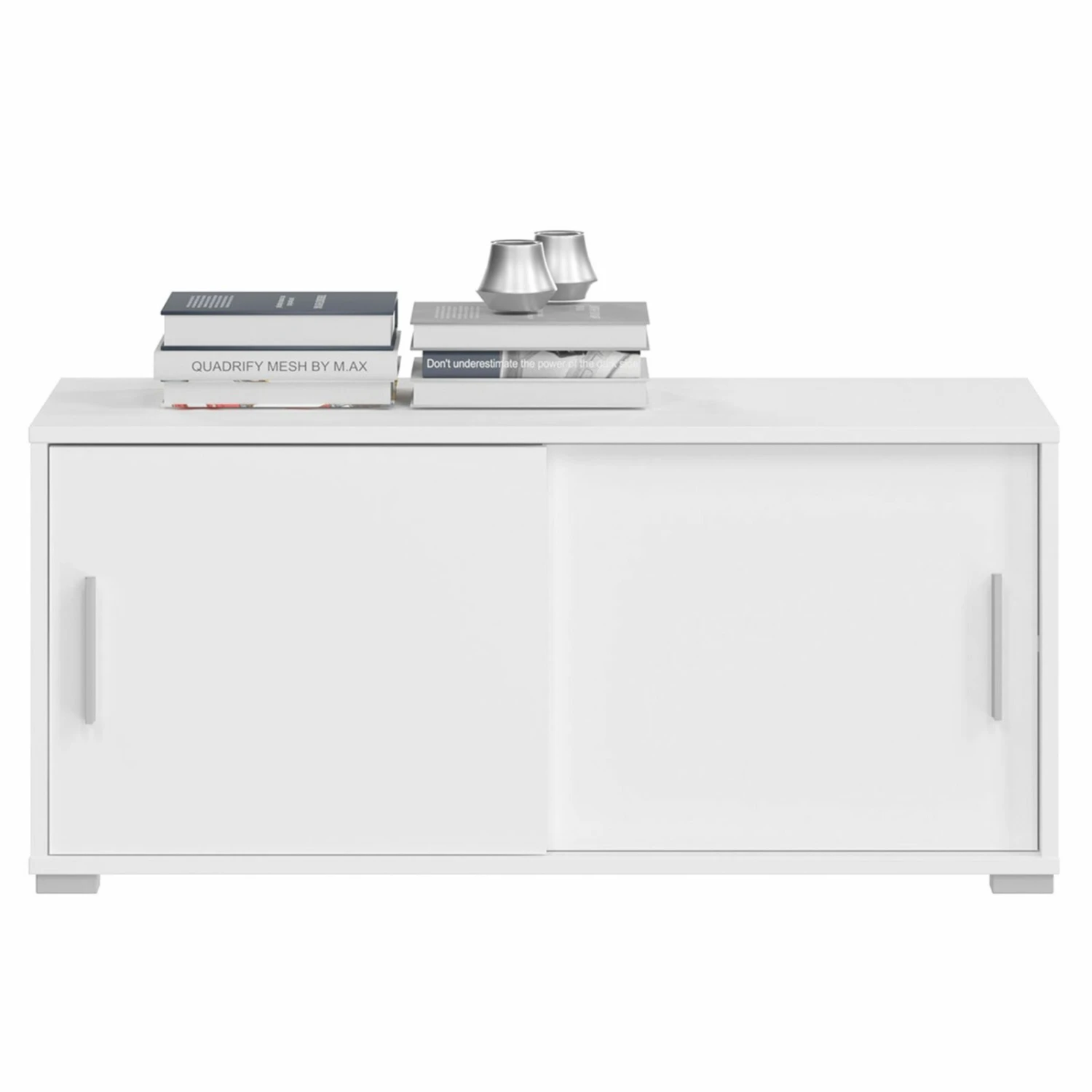 Kommode MOVER - weiß - 2 Schiebetüren - 100x46 cm 1 Kommode MOVER - weiß - 2 Schiebetüren - 100x46 cm