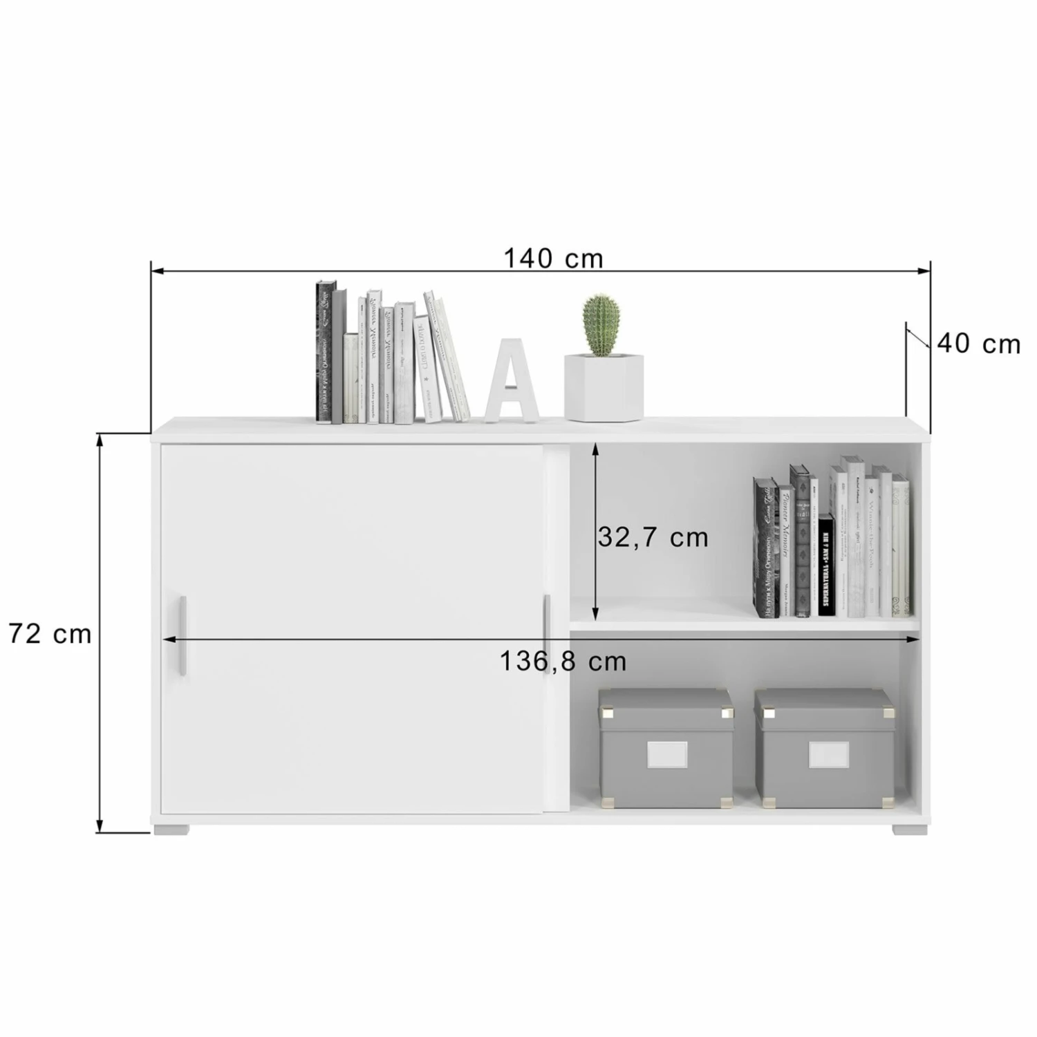 Sideboard MOVER - weiß - 2 Schiebetüren - 136x72 cm 4 Sideboard MOVER - weiß - 2 Schiebetüren - 136x72 cm – Bild 4