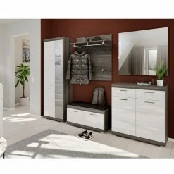 Garderobenkommode SCOUT - Rauchsilber - weiß Hochglanz - 90 cm -Wohnzimmer Verkäufe 1331002500 06 1600Wx1600H