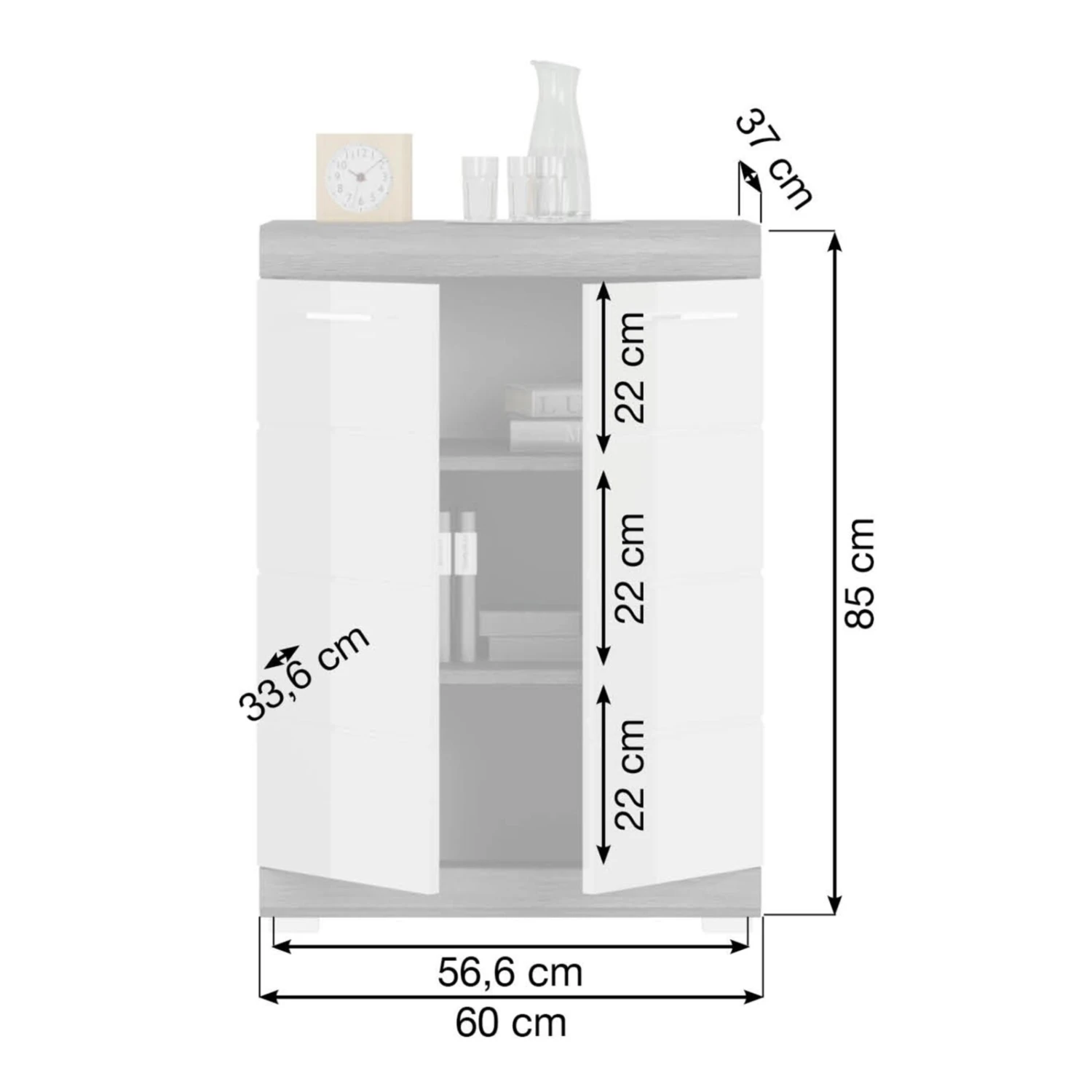 Kommode SCOUT - Rauchsilber - weiß Hochglanz - 60 cm 5 Kommode SCOUT - Rauchsilber - weiß Hochglanz - 60 cm – Bild 5