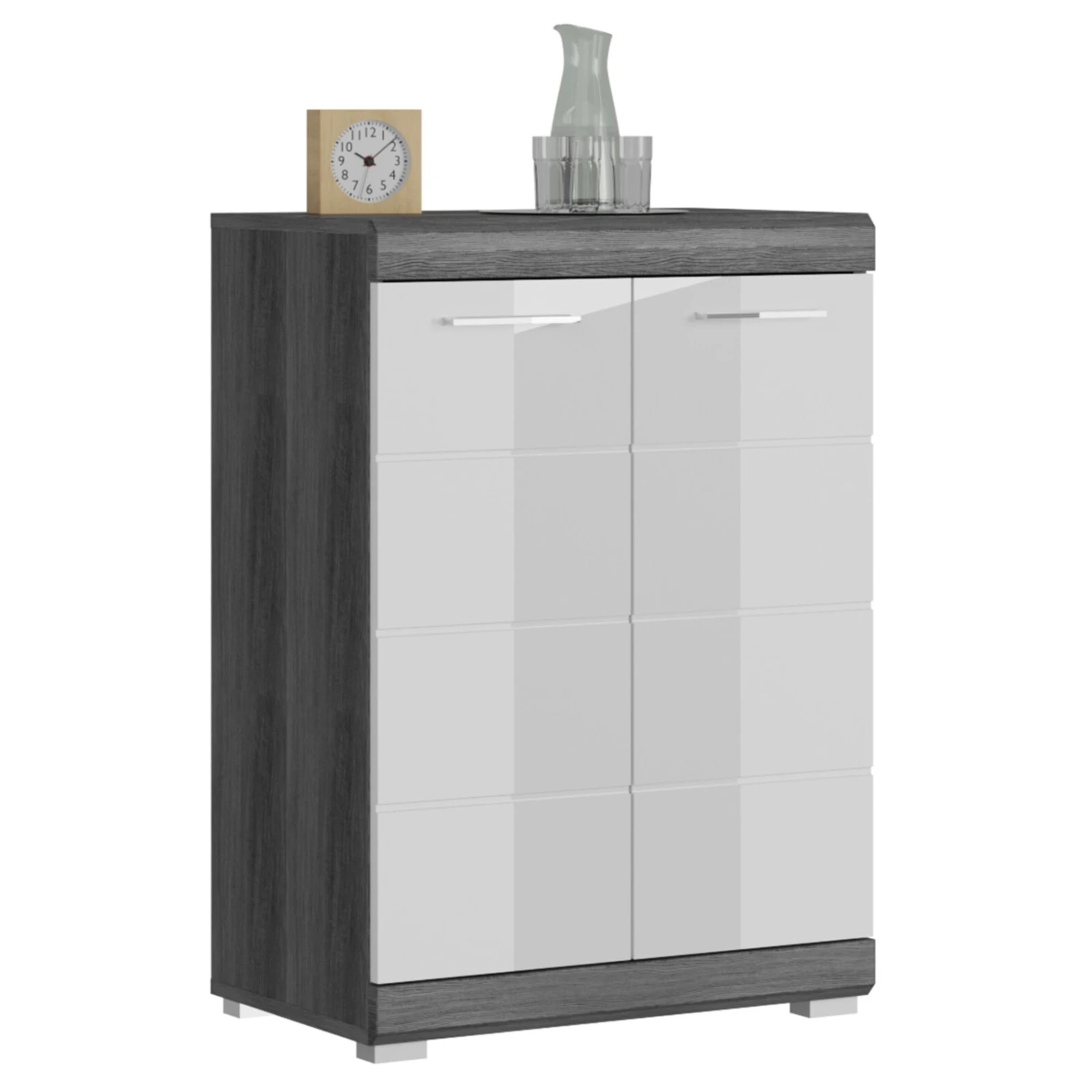 Kommode SCOUT - Rauchsilber - weiß Hochglanz - 60 cm 1 Kommode SCOUT - Rauchsilber - weiß Hochglanz - 60 cm