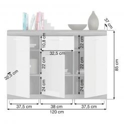 Kommode SCOUT - Rauchsilber - weiß Hochglanz - 120 cm -Wohnzimmer Verkäufe 1331003100 05 1600Wx1600H
