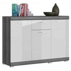 Kommode SCOUT - Rauchsilber - weiß Hochglanz - 120 cm