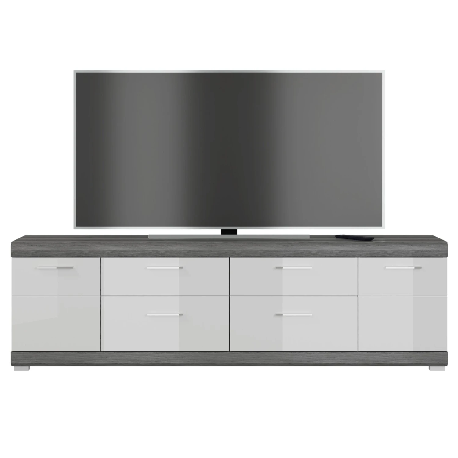 Lowboard SCOUT - Rauchsilber - weiß Hochglanz - 180 cm 2 Lowboard SCOUT - Rauchsilber - weiß Hochglanz - 180 cm – Bild 2