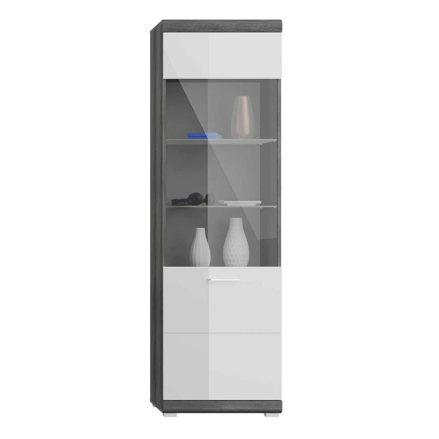 Standvitrine SCOUT - Rauchsilber - weiß Hochglanz - 184 cm hoch 2 Standvitrine SCOUT - Rauchsilber - weiß Hochglanz - 184 cm hoch – Bild 2
