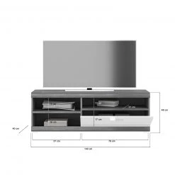 Lowboard SCOUT - Rauchsilber - weiß Hochglanz - 140 cm breit -Wohnzimmer Verkäufe 1331004700 04 1600Wx1600H