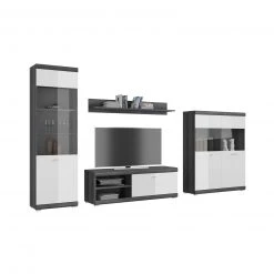 Lowboard SCOUT - Rauchsilber - weiß Hochglanz - 140 cm breit -Wohnzimmer Verkäufe 1331004700 05 1600Wx1600H