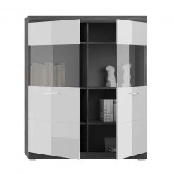 Highboardvitrine SCOUT - Rauchsilber - weiß Hochglanz - 114 cm breit -Wohnzimmer Verkäufe 1331004900 03 1600Wx1600H