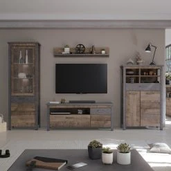 Standvitrine OLIVER - Tabak Eiche-Matera - 196 cm hoch -Wohnzimmer Verkäufe 1331005000 05 1600Wx1600H