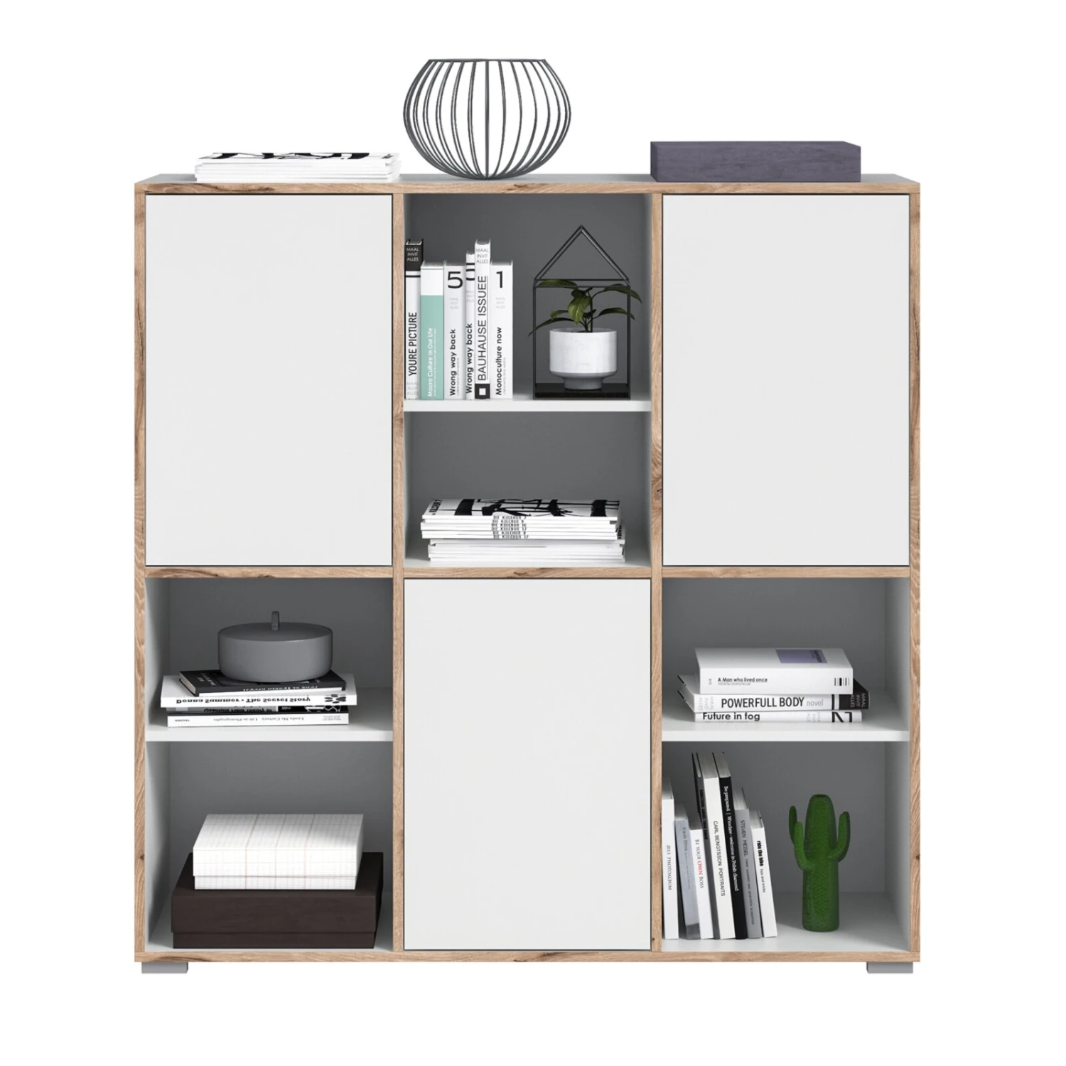 Highboard JESPER - weiß-Eiche - 3 Türen - 121 cm 2 Highboard JESPER - weiß-Eiche - 3 Türen - 121 cm – Bild 2