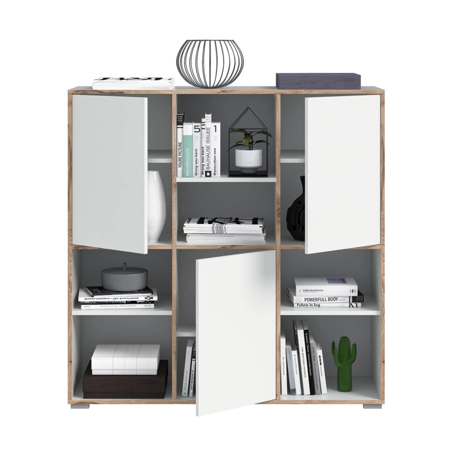 Highboard JESPER - weiß-Eiche - 3 Türen - 121 cm 3 Highboard JESPER - weiß-Eiche - 3 Türen - 121 cm – Bild 3