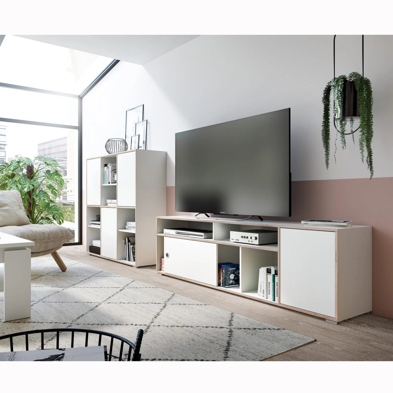 Highboard JESPER - weiß-Eiche - 3 Türen - 121 cm 8 Highboard JESPER - weiß-Eiche - 3 Türen - 121 cm – Bild 8