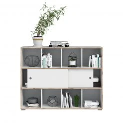 Kommode JESPER - weiß-Eiche - 8 offene Fächer - 141 cm 8 Kommode JESPER - weiß-Eiche - 8 offene Fächer - 141 cm -Wohnzimmer Verkäufe 1331006800 03 1600Wx1600H