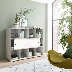 Kommode JESPER - weiß-Eiche - 8 offene Fächer - 141 cm 11 Kommode JESPER - weiß-Eiche - 8 offene Fächer - 141 cm -Wohnzimmer Verkäufe 1331006800 06 1600Wx1600H