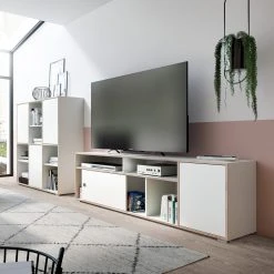 TV-Lowboard JESPER - weiß-Eiche - Schiebetür - 181 cm -Wohnzimmer Verkäufe 1331006900 07 1600Wx1600H