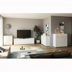 Kommode LINUS - weiß Hochglanz-weiß - 2 Türen - 70 cm -Wohnzimmer Verkäufe 1331007400 06 1600Wx1600H