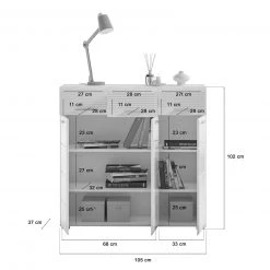 Kommode LINUS - weiß Hochglanz-weiß - 3 Schubkästen - 105 cm -Wohnzimmer Verkäufe 1331007600 04 1600Wx1600H