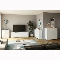 Lowboard LINUS - weiß Hochglanz-weiß - 2 Türen - 185 cm -Wohnzimmer Verkäufe 1331007700 07 1600Wx1600H