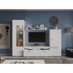 Wohnwand EGO - weiß - Sonoma Eiche - 260 cm -Wohnzimmer Verkäufe 1331007800 04 1600Wx1600H