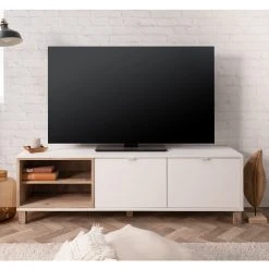 Lowboard MENORCA - weiß-Old Style hell - 2 Gerätefächer - 150 cm -Wohnzimmer Verkäufe 1332000500 04 1600Wx1600H