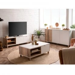 Lowboard MENORCA - weiß-Old Style hell - 2 Gerätefächer - 150 cm -Wohnzimmer Verkäufe 1332000500 05 1600Wx1600H