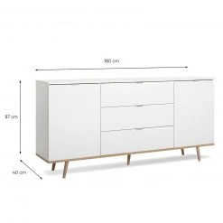 Sideboard GÖTEBORG - weiß-Sonoma Eiche - 180 cm breit -Wohnzimmer Verkäufe 1332000600 04 1600Wx1600H
