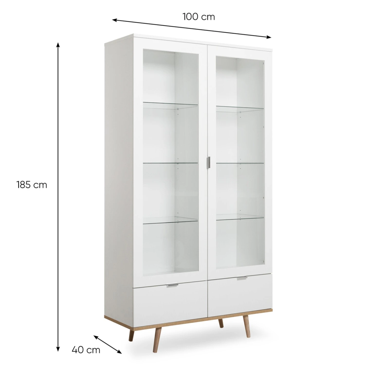 Standvitrine GÖTEBORG - weiß-Sonoma Eiche - 100 cm breit 4 Standvitrine GÖTEBORG - weiß-Sonoma Eiche - 100 cm breit – Bild 4