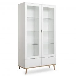 Standvitrine GÖTEBORG - weiß-Sonoma Eiche - 100 cm breit